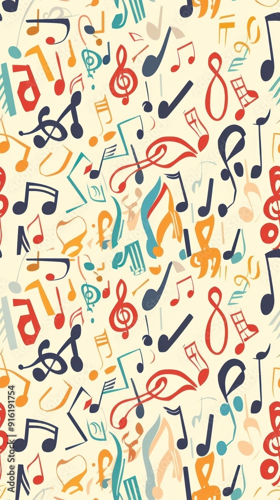 Colorful Music Notes Pattern. Colorful Music Notes Pattern.
