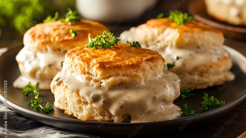 Buttery Biscuits with Savory White Gravy Buttery Biscuits with Savory White Gravy