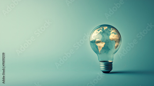 Fototapeta Naklejka Na Ścianę i Meble -  Light bulb with world map