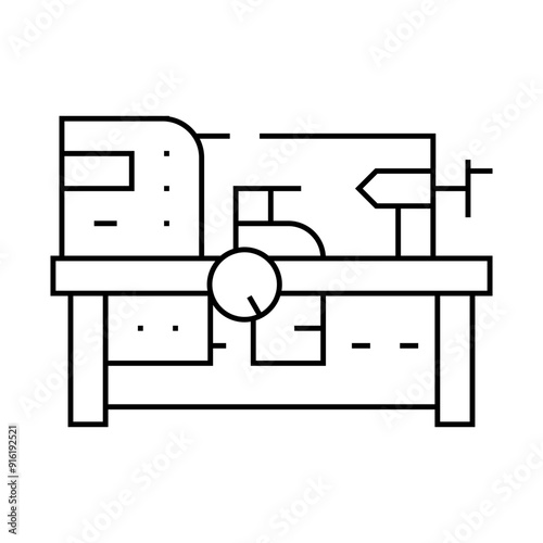 screw-cutting lathe line icon vector. screw-cutting lathe sign. isolated contour symbol black illustration