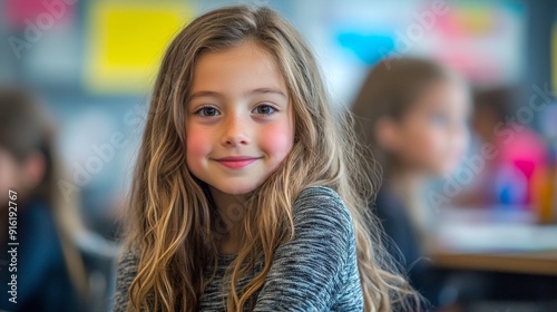 Wallpaper Mural Happy Schoolgirl Smiling at Camera. Torontodigital.ca