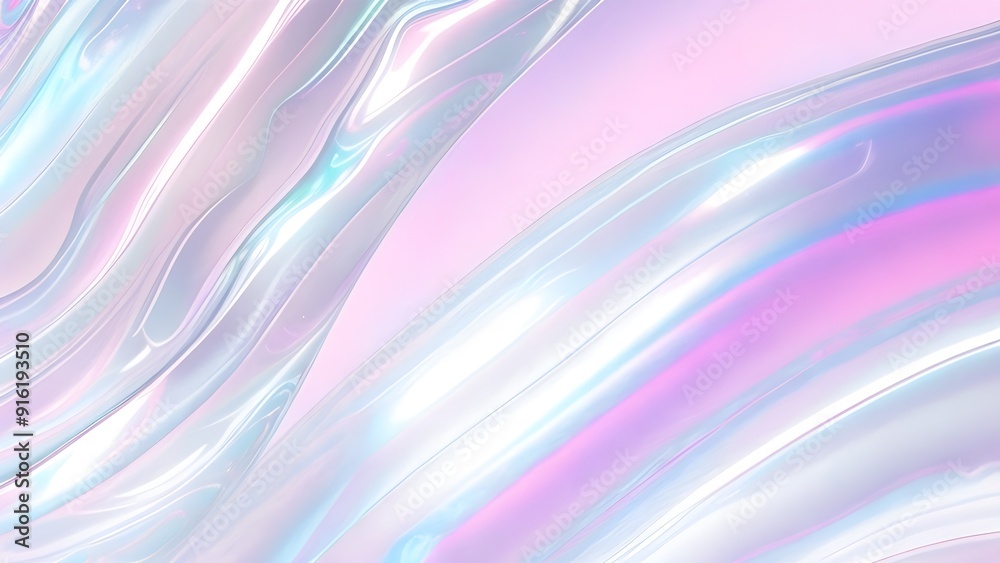 Holographic background seamless trendy iridescent light foil texture. Soft holographic pastel unicorn marble background pattern. Modern pearlescent blurry abstract swirl illustration.	