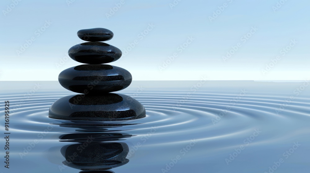 Zen Stones in Calm Water