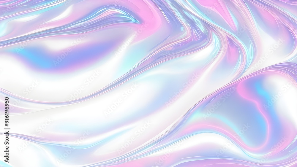 Holographic background seamless trendy iridescent light foil texture. Soft holographic pastel unicorn marble background pattern. Modern pearlescent blurry abstract swirl illustration.	
