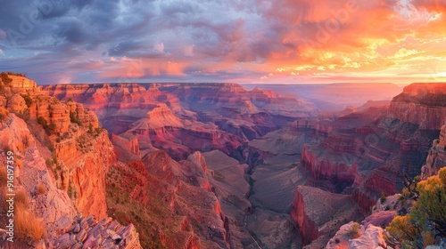 Sunset view over the Grand Canyon showcasing the natural beauty and colors