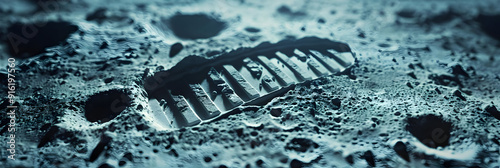 Footprint on the Moon Surface - Realistic 3D Image