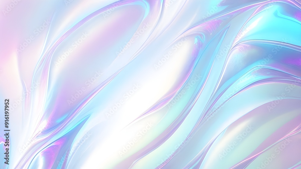 Fototapeta premium Holographic background seamless trendy iridescent light foil texture. Soft holographic pastel unicorn marble background pattern. Modern pearlescent blurry abstract swirl illustration.