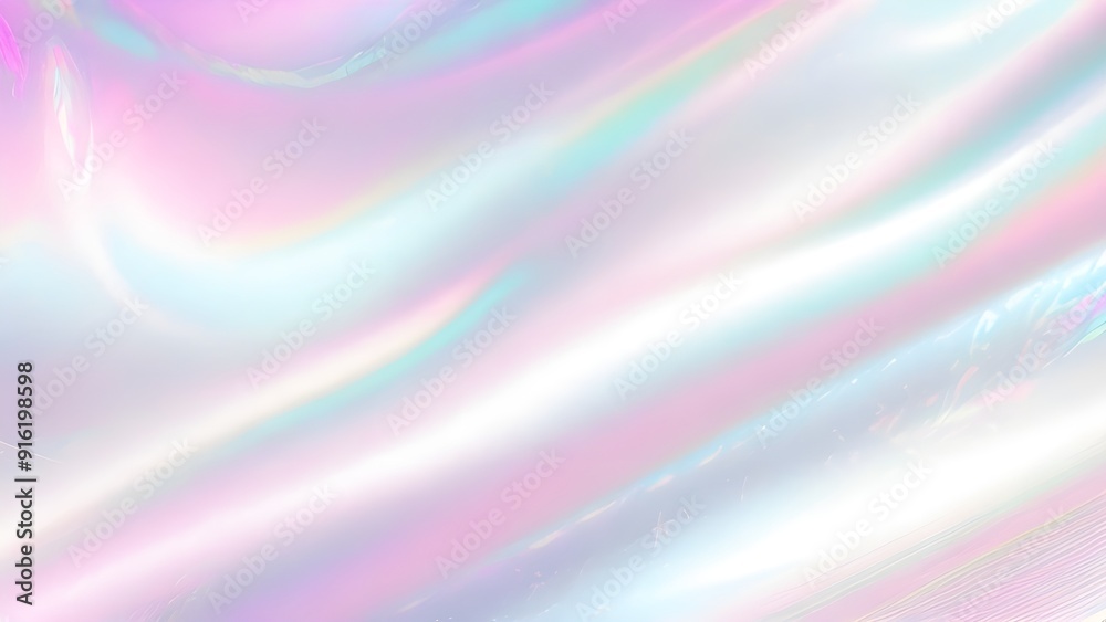 Holographic background seamless trendy iridescent light foil texture. Soft holographic pastel unicorn marble background pattern. Modern pearlescent blurry abstract swirl illustration.	