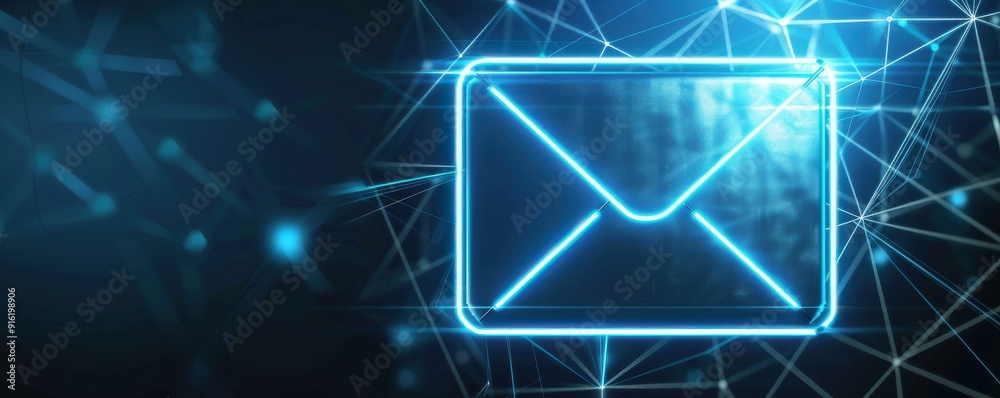 A glowing email icon surrounded by a network of digital connections, symbolizing communication and technology. A glowing email icon surrounded by a network of digital connections, symbolizing communication and technology.