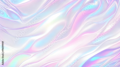Holographic background seamless trendy iridescent light foil texture. Soft holographic pastel unicorn marble background pattern. Modern pearlescent blurry abstract swirl illustration.	
