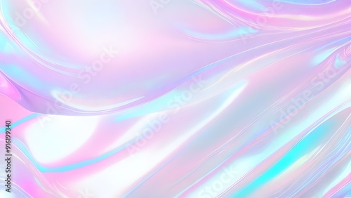 Holographic background seamless trendy iridescent light foil texture. Soft holographic pastel unicorn marble background pattern. Modern pearlescent blurry abstract swirl illustration.	