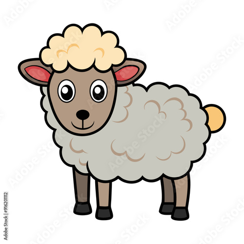 A cute minimalistic cartoon sheep vector illustration