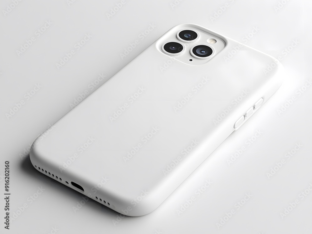 White phone case mockup shown on a simple, clean white background with no distractions White phone case mockup shown on a simple, clean white background with no distractions