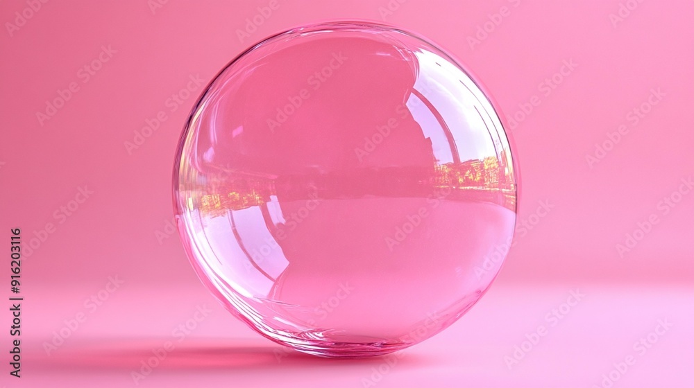 Shiny Pink Bubble Isolated, Glossy Texture and Bright Color - Generative AI Shiny Pink Bubble Isolated, Glossy Texture and Bright Color - Generative AI