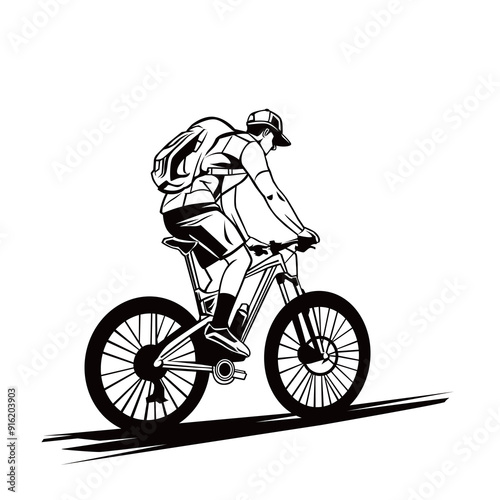 Illustration sketch of a man riding bicycle