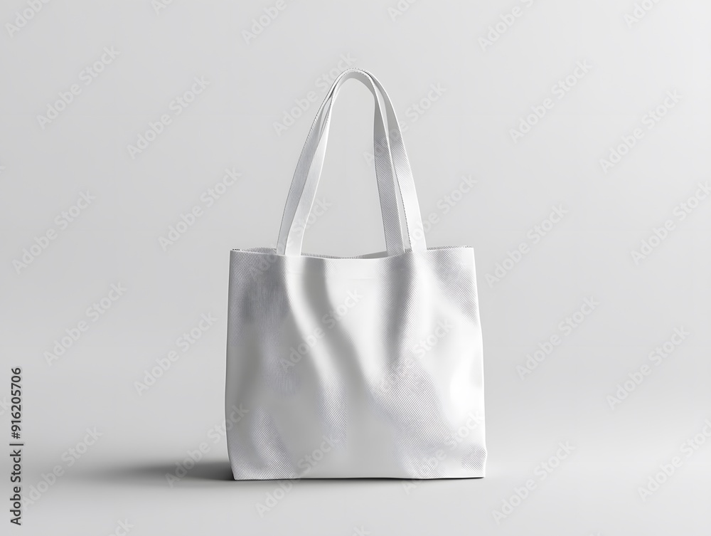 Minimalist white tote bag mockup on a plain grey background, emphasizing the simplicity Minimalist white tote bag mockup on a plain grey background, emphasizing the simplicity