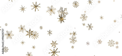 Snowflakes and bokeh lights on the blue Merry Christmas background. 3D render