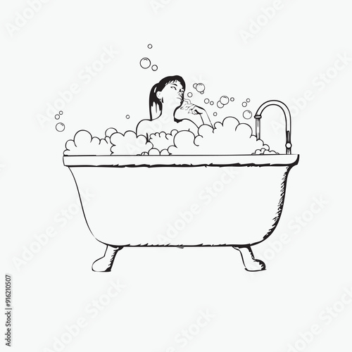 Woman taking a bath