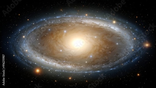 Elliptical galaxy with dense star clusters, central glow, and black background , elliptical