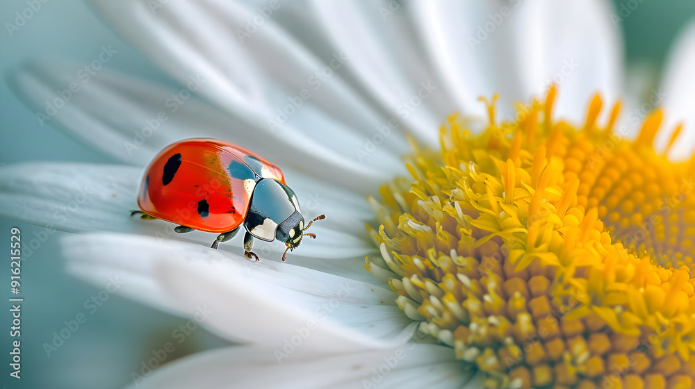 Ladybug on a Daisy Flower Macro Photography Ladybug on a Daisy Flower Macro Photography