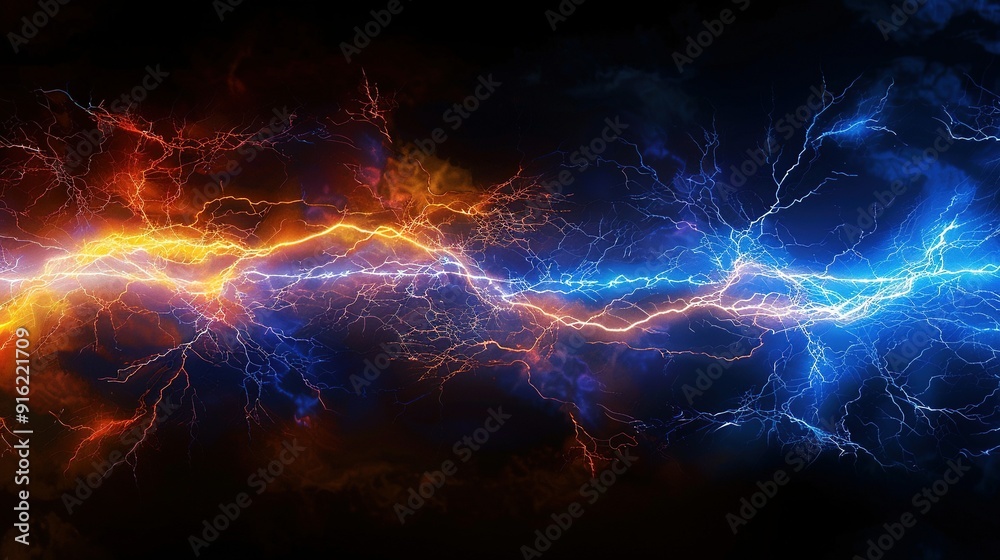 Abstract Lightning Bolt Background with Orange and Blue Hues Abstract Lightning Bolt Background with Orange and Blue Hues