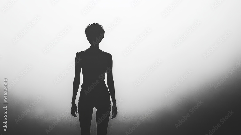 Fototapeta premium Minimalist style character silhouettes create a sharp contrast between black and white, showcasing a visual contrast of simple lines. Highlighting the artistic expression of simplicity and abstraction