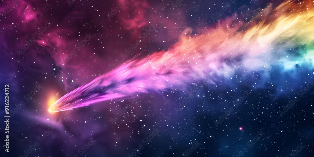 Comet in Colorful Nebula - Space Background Illustration Comet in Colorful Nebula - Space Background Illustration