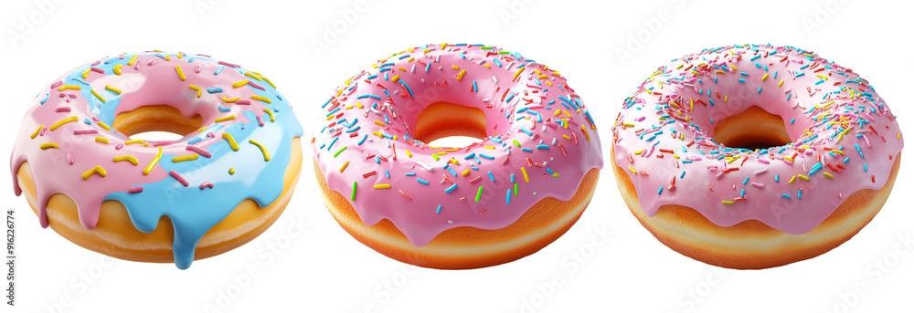 Sweet donuts set isolated on transparent background Sweet donuts set isolated on transparent background