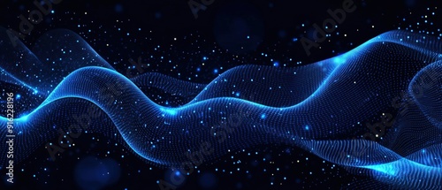 Abstract Blue Wave with Glittering Particles