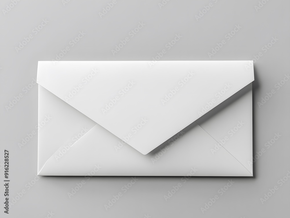 Close-up of a white business envelope mockup, showing smooth edges and minimalistic design Close-up of a white business envelope mockup, showing smooth edges and minimalistic design