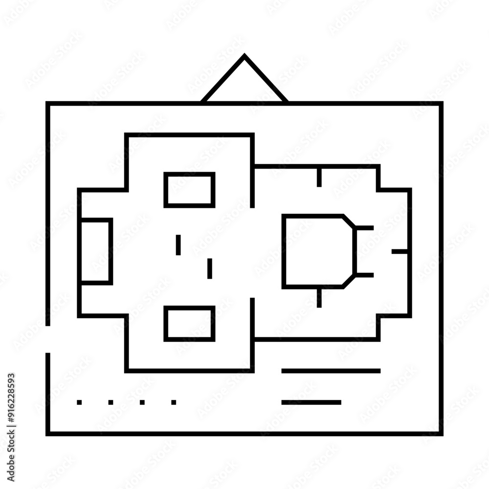 exhibition plan museum line icon vector. exhibition plan museum sign. isolated contour symbol black illustration exhibition plan museum line icon vector. exhibition plan museum sign. isolated contour symbol black illustration