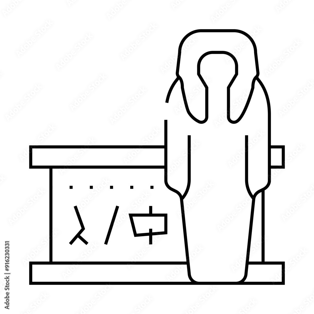 mummy museum exhibit line icon vector. mummy museum exhibit sign. isolated contour symbol black illustration mummy museum exhibit line icon vector. mummy museum exhibit sign. isolated contour symbol black illustration