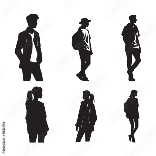 International Youth day. Young people silhouette with white background.