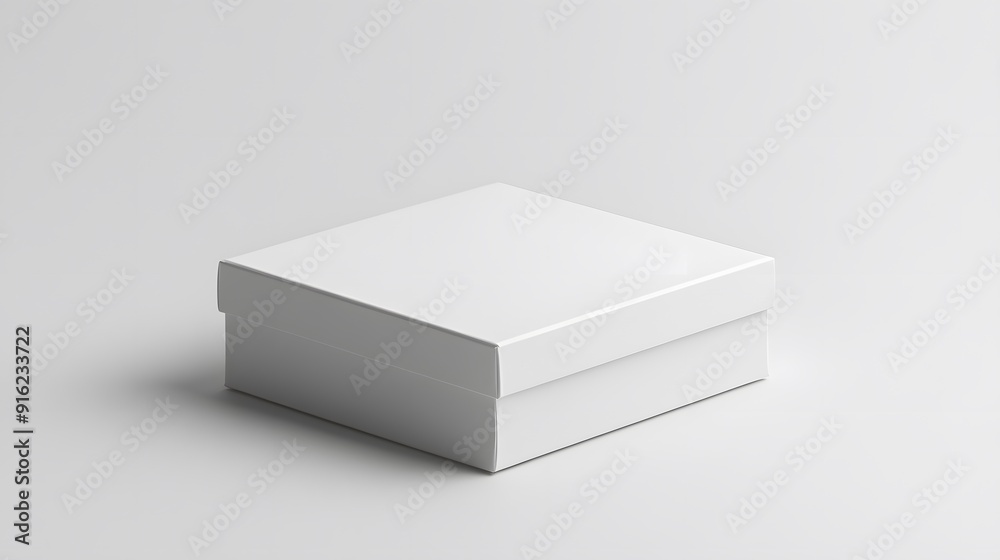 White box mockup displayed on a neutral grey background, with soft lighting and minimalistic design White box mockup displayed on a neutral grey background, with soft lighting and minimalistic design