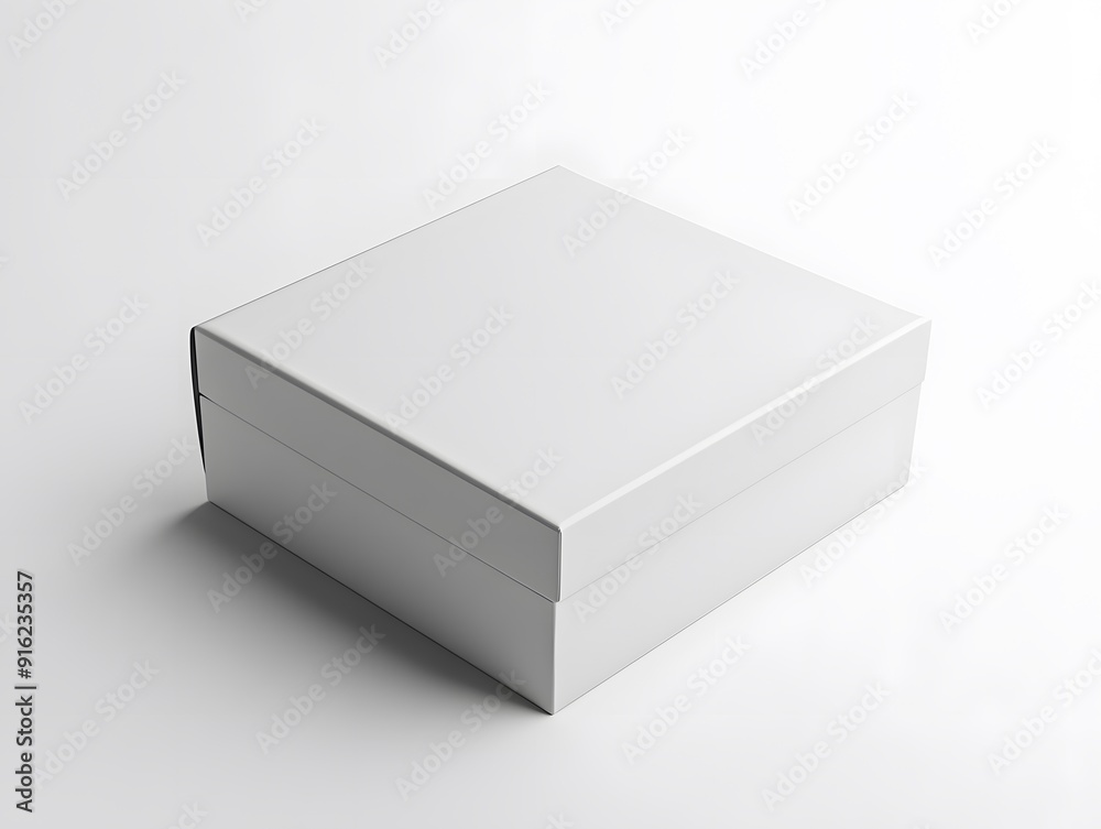White box mockup placed on a plain white background, showing clean and simple lines White box mockup placed on a plain white background, showing clean and simple lines