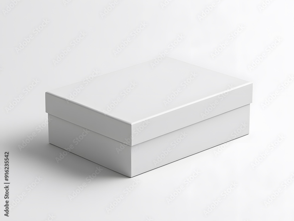 White box mockup placed on a plain white background, showing clean and simple lines White box mockup placed on a plain white background, showing clean and simple lines
