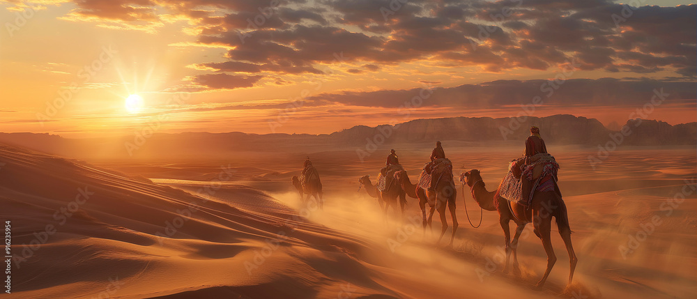 Fototapeta premium Camel caravan in the desert