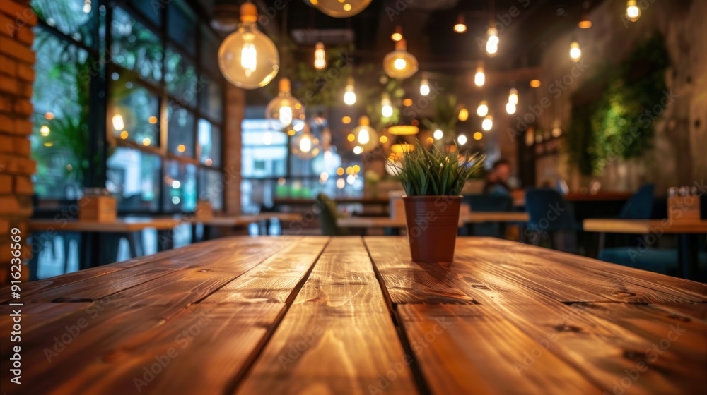 Rustic Wooden Table In A Cozy Cafe Rustic Wooden Table In A Cozy Cafe