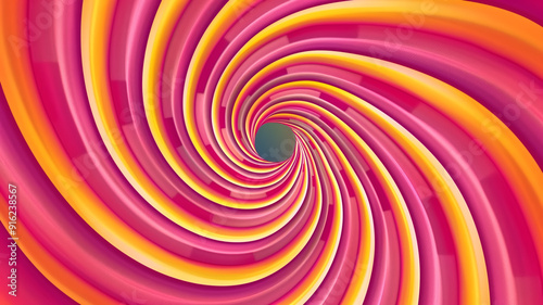 Vibrant Abstract Spiral with Pink, Orange, and Yellow Swirls Creating a Dynamic and Energetic Visual Effect