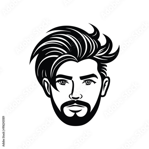 Cartoon vector portrait of a smiling woman with a fun Halloween mask, black eyes, and expressive hair