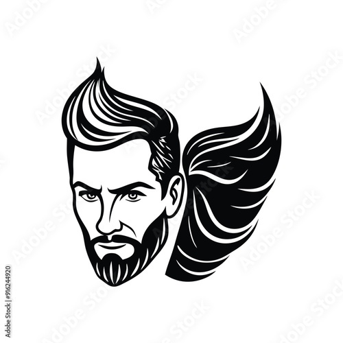 A bold tribal lion head tattoo illustration with a fierce wild animal design and symbolic black art