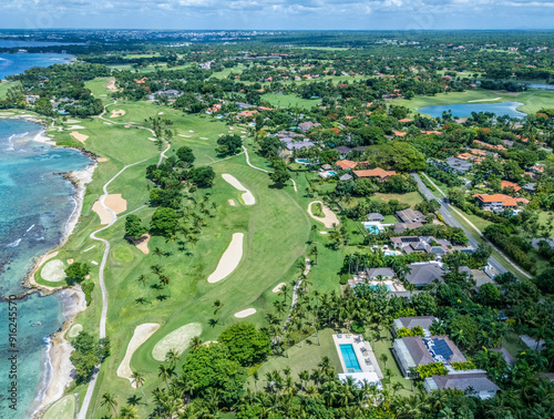 aerial view of golf course and homes n La Romana district Dominican Republic