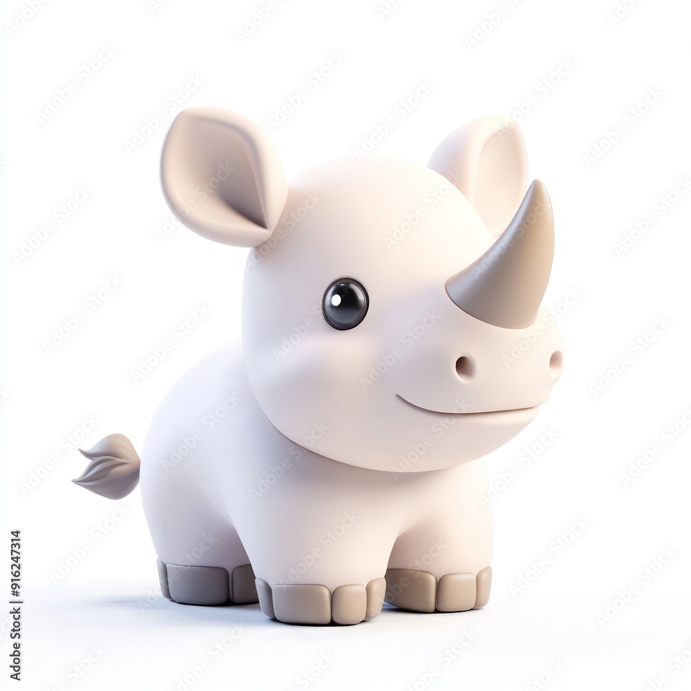 Naklejka premium Cute Cartoon Rhino