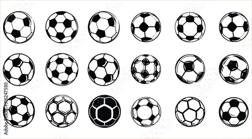 Set of sports balls silhouettes, Soccer balls silhouette collection, Football ball symbol, Sport ball icon vector, Football, Baseball, Basketball, Volleyball