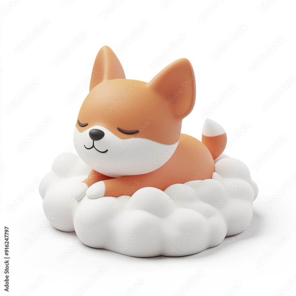 Cute Sleeping Fox on a Cloud Cute Sleeping Fox on a Cloud