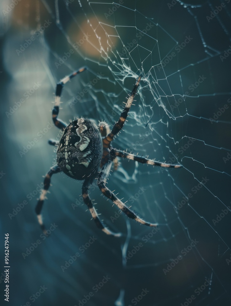 Spider in its web, macro shot. Spider in its web, macro shot.