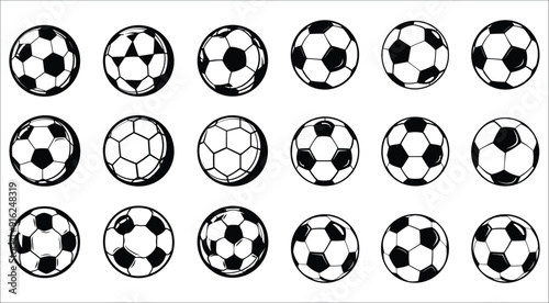 Set of sports balls silhouettes, Soccer balls silhouette collection, Football ball symbol, Sport ball icon vector, Football, Baseball, Basketball, Volleyball