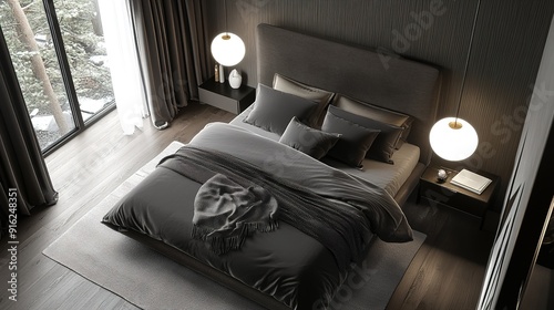 Insert for Bedding Set: Dimensions 335mm Height x 310mm Width with 60mm Scoring, Featuring Dark Color Scheme and 1.5 Double Bed on Backside photo