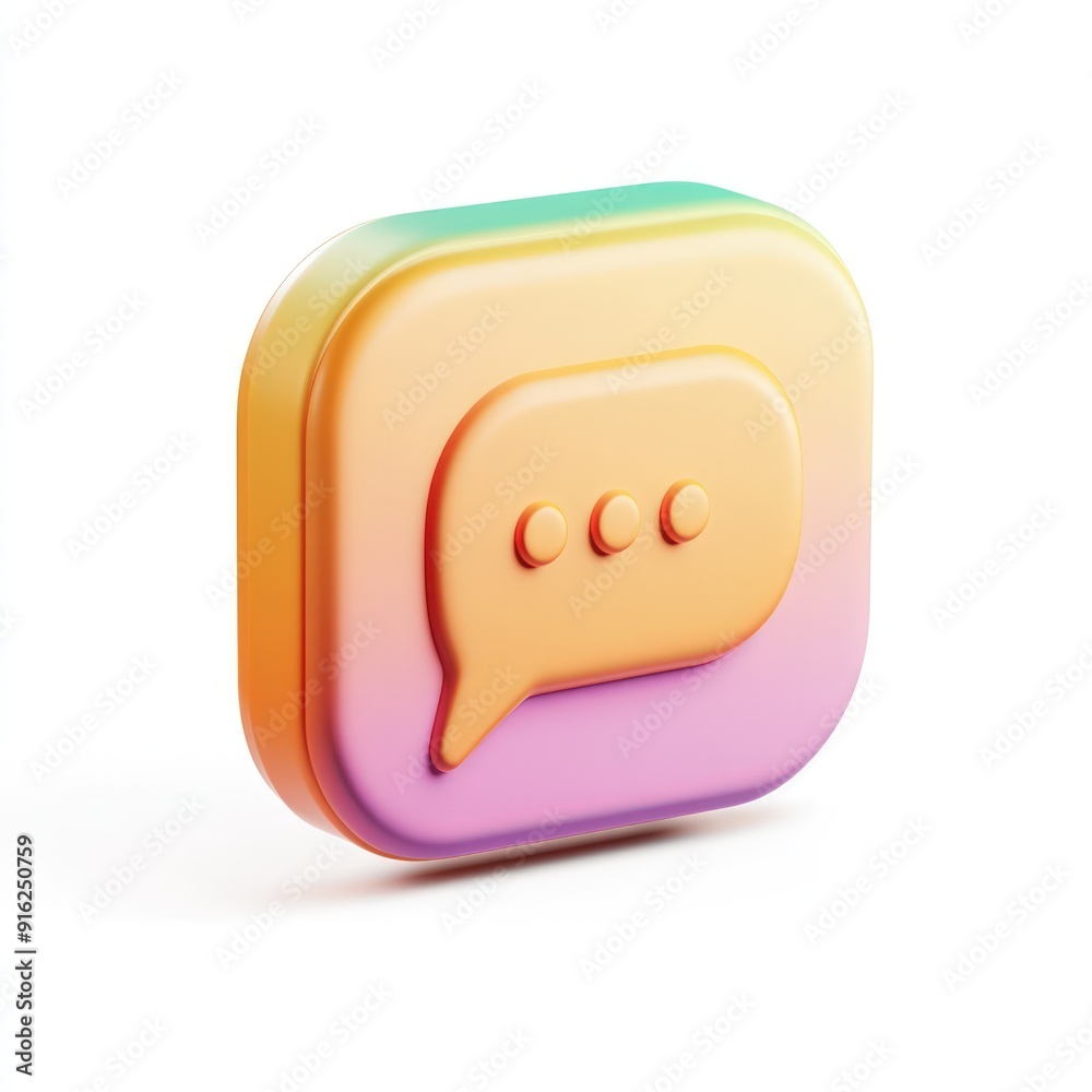 Fototapeta premium 3D Chat Bubble Icon with Gradient Background