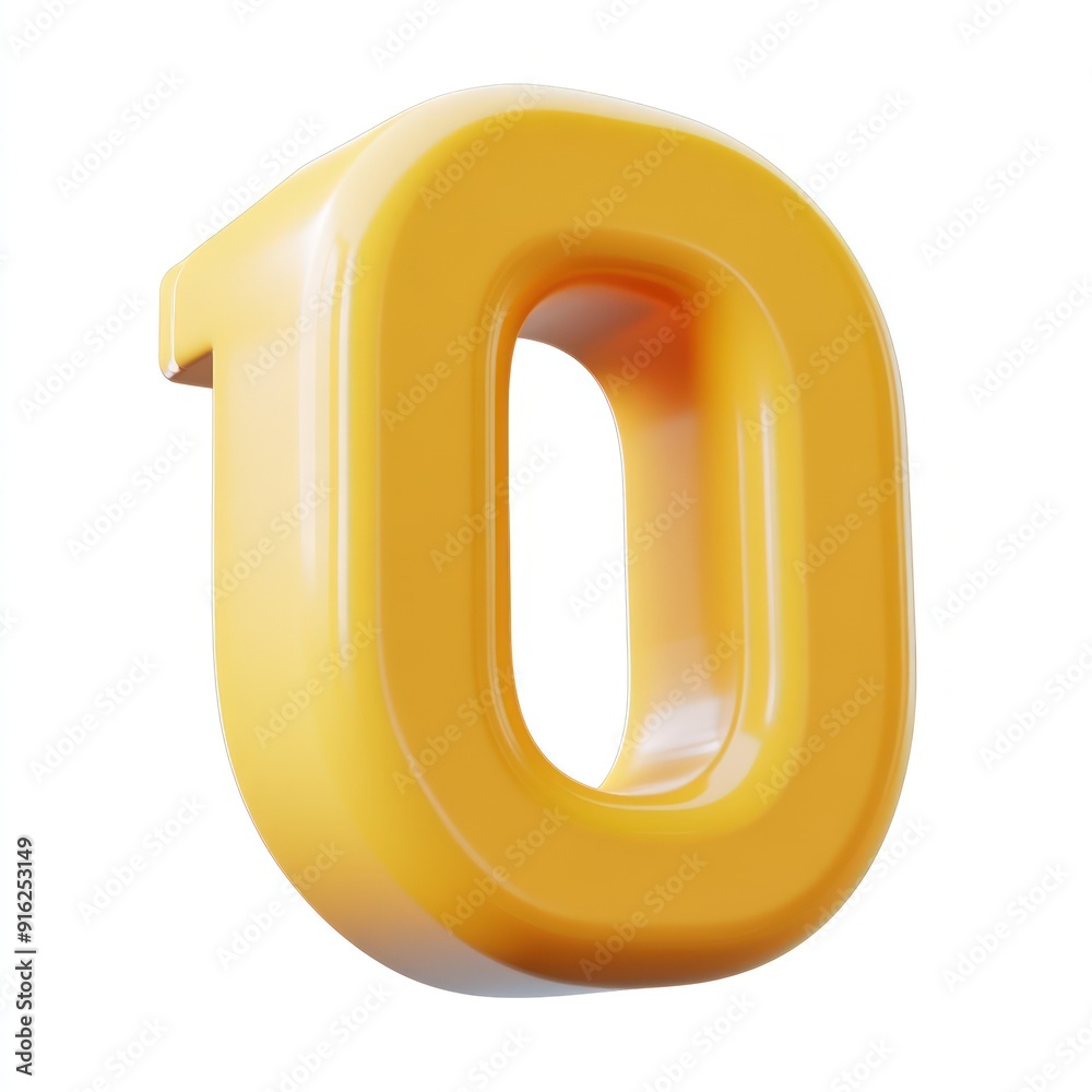 3D Yellow Number Zero, Isolated on White Background 3D Yellow Number Zero, Isolated on White Background